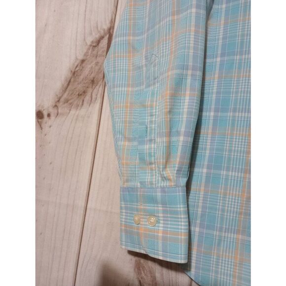 Peter Millar Shirt Men's Medium Blue Summer Comfort Button Front Long Sleeve - Picture 4 of 9